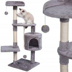 Drapak dla kota 39x110 szary wieża legowisko zabawka dla zwierząt - Miniaturka zdjęcia nr 1