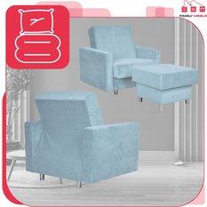Fotel rozkładany z podnóżkiem Alicja błękitny - Miniaturka zdjęcia nr 6