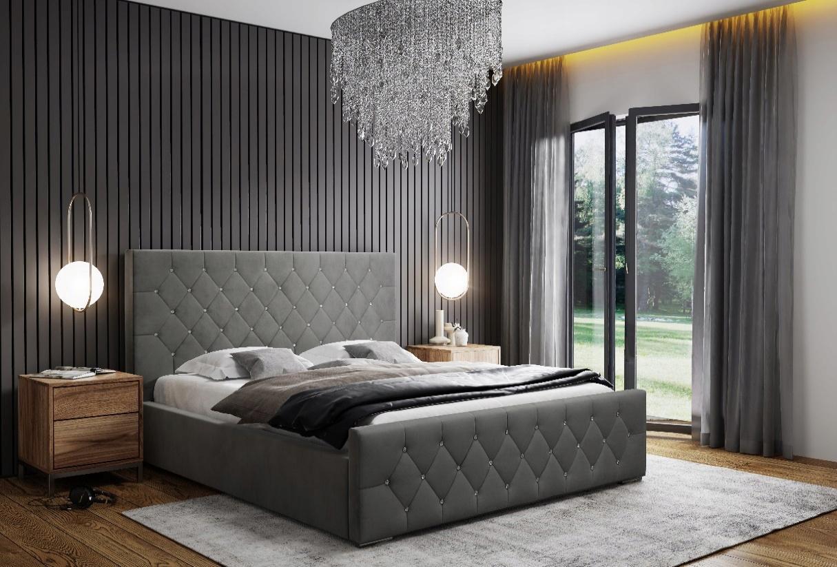 Łóżko sypialniane model 1 140x110x200 cm stelaż pojemnik na pościel do sypialni szare 0 Full Screen