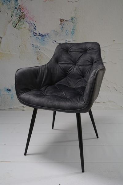 Krzesło Houston 57x85x59 cm pikowane tapicerowane welur szary nogi czarne do jadalni salonu nr. 8