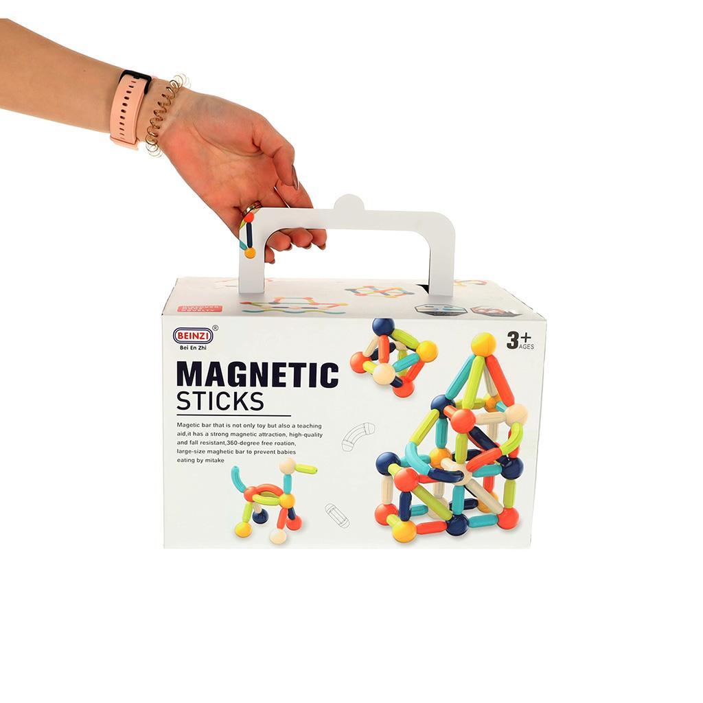 Klocki magnetyczne Magnetic Sticks dla małych dzieci 64 elementy pudełko 28,5x18x20 cm nr. 5