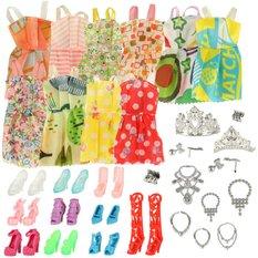 Ubranka dla lalek sukienki buciki biżuteria duży zestaw XL 43 elementy - Miniaturka zdjęcia nr 1