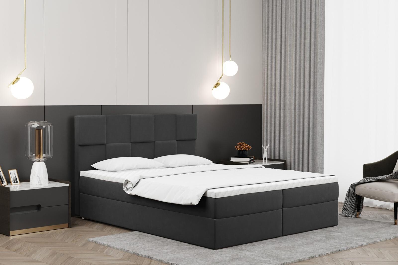 Łóżko CLARA 200x200 cm z funkcją przechowywania i materacem do sypialni ciemnoszare nr. 1