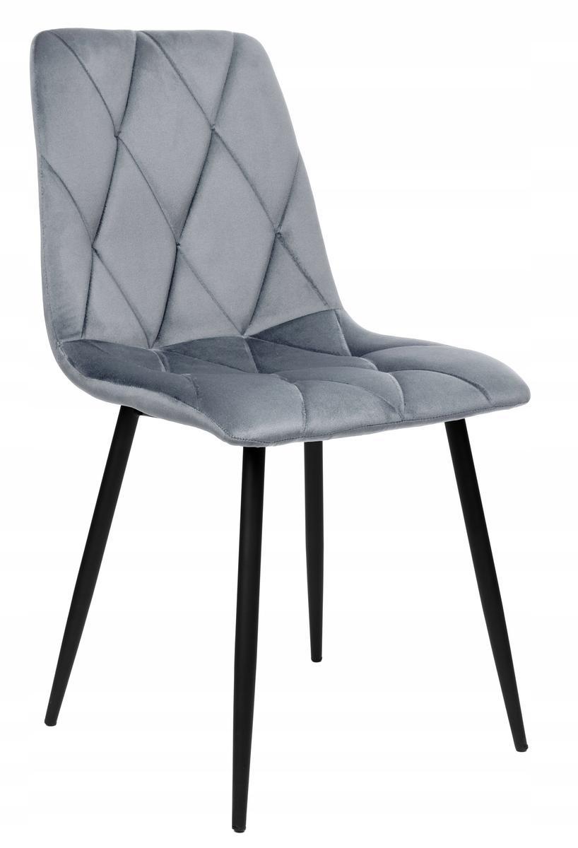 Krzesło welurowe tapicerowane 44x88x56 cm Madison Velvet szare czarne nóżki do jadalni lub salonu  1 Full Screen