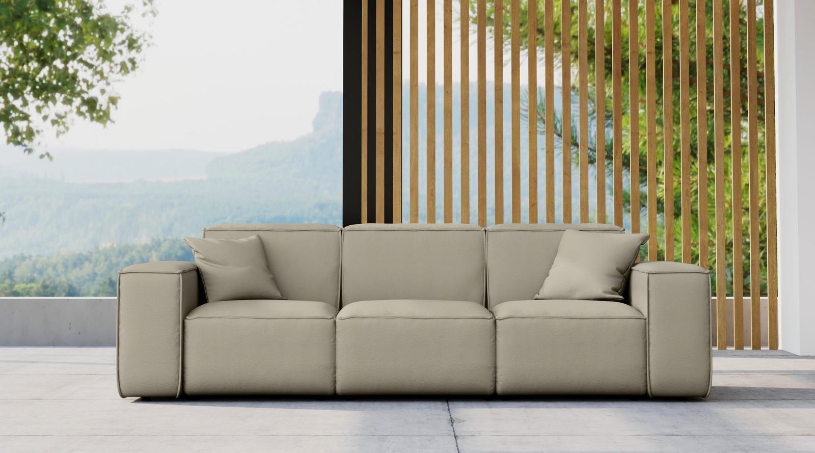 Sofa ogrodowa MALIBU 245x103x88 cm wodoodporna UV 3-os + 2 poduszki do ogrodu ciemnobeżowa nr. 2