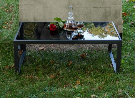 Duży stolik MOSTRARE 58x30x100 cm aluminiowy do ogrodu z szybą szary nr. 2