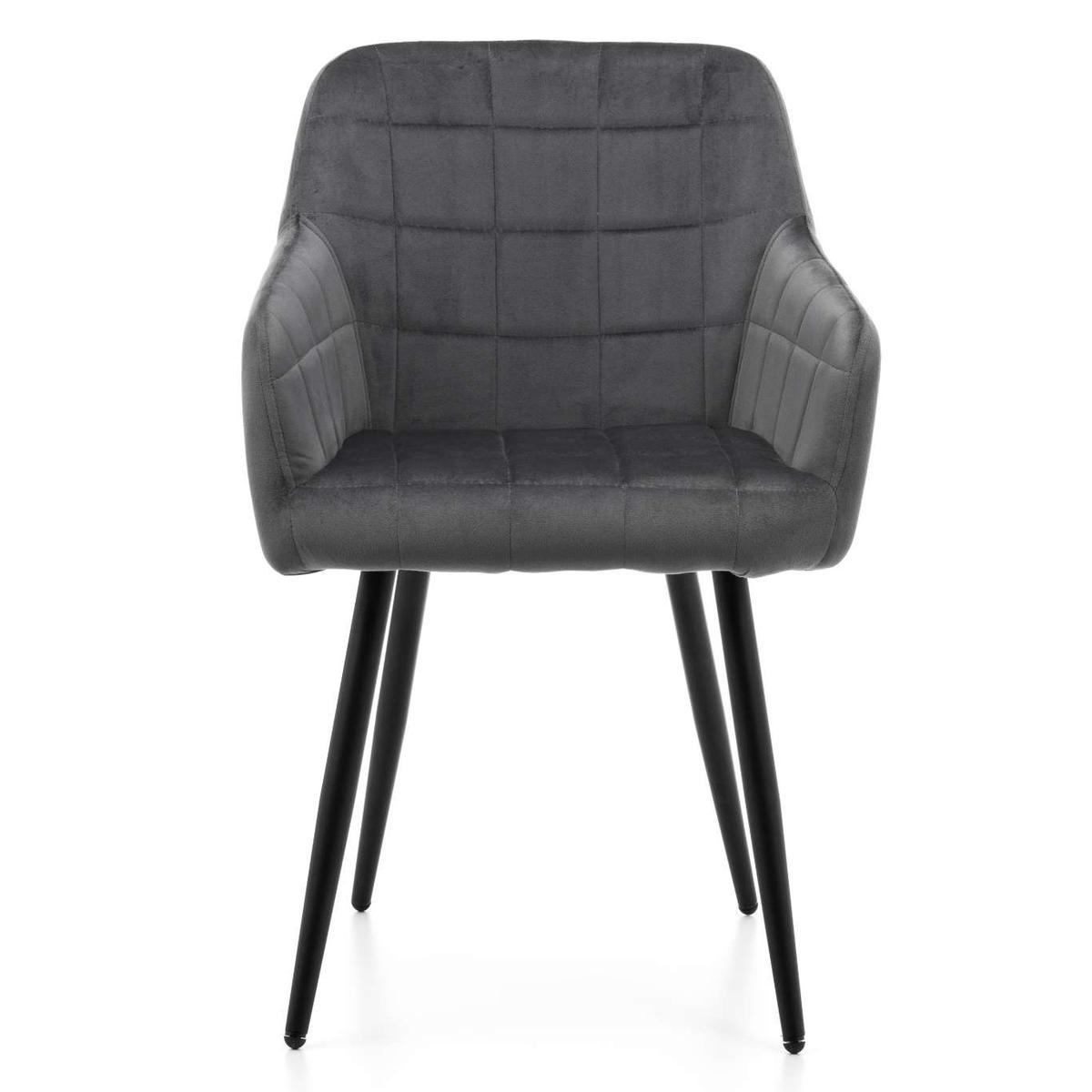 Krzesło ORTE szare tapicerowane welurem pikowane do jadalni lub salonu  nr. 2