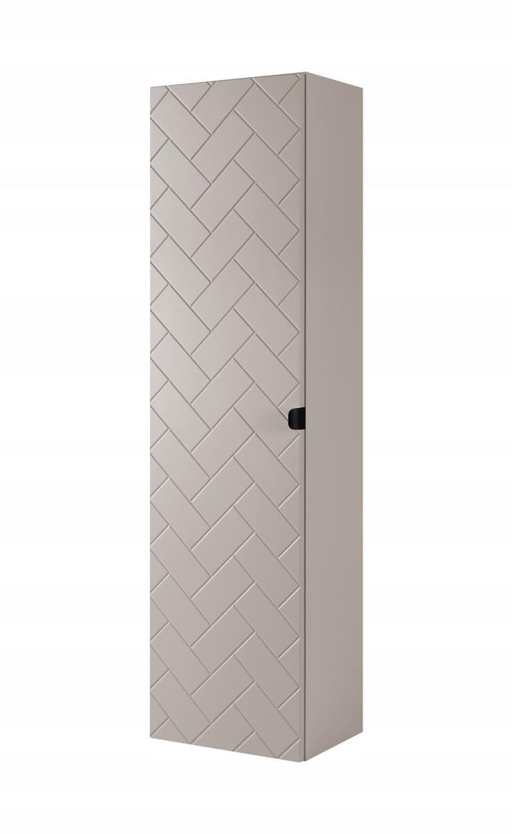 Słupek Łazienkowy MADIS 136 cm wysoki frezowany front szafka z półkami kaszmir uchwyt czarny nr. 1
