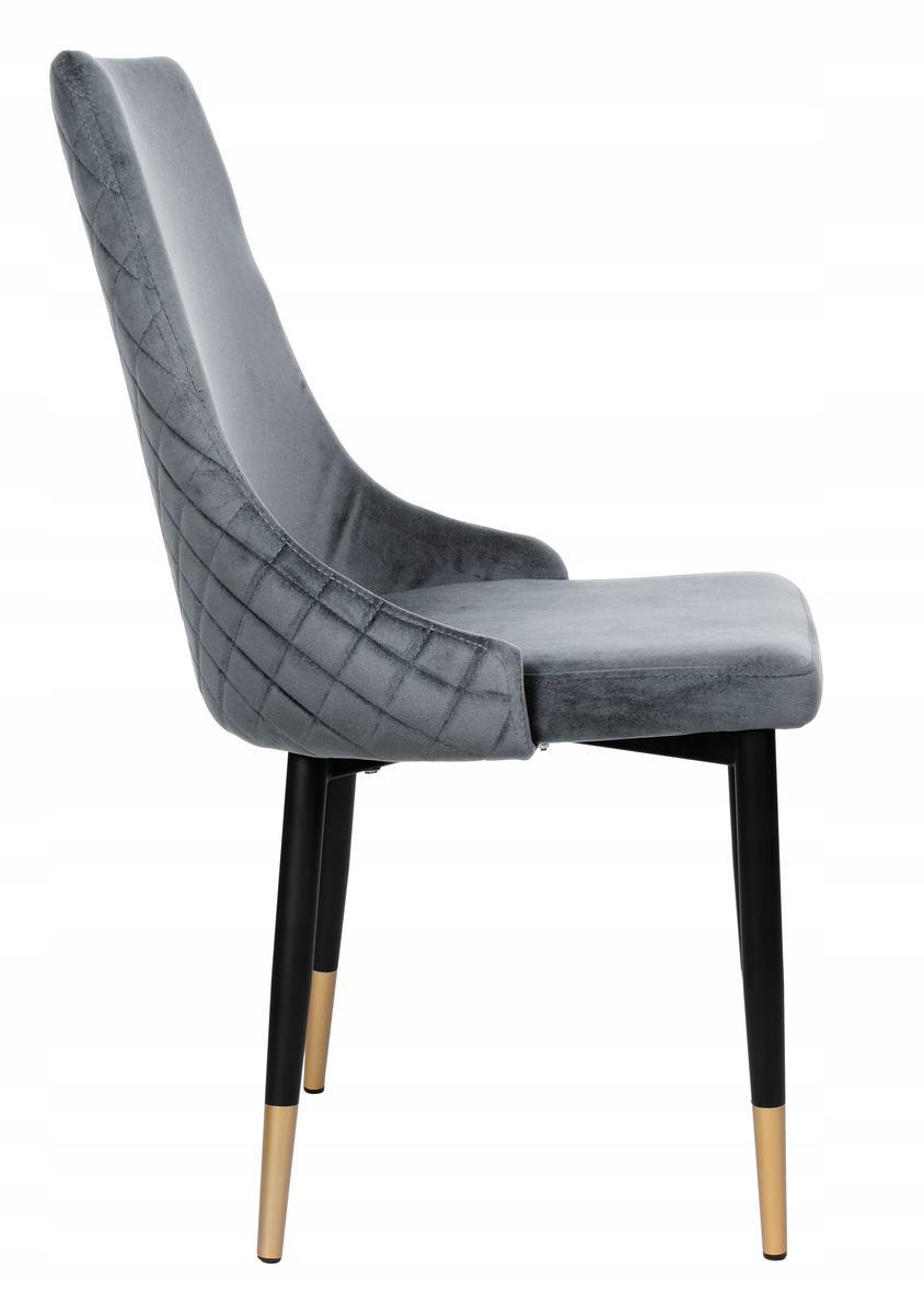 Krzesło tapicerowane Dexter 48x93x58 cm Velvet szary na czarnych nóżkach do jadalni lub salonu nr. 4