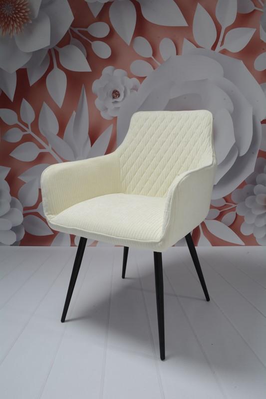 Fotel LIZBONA krzesło 57x84x59 cm do jadalni salonu sztruks biały nogi czarne nr. 8