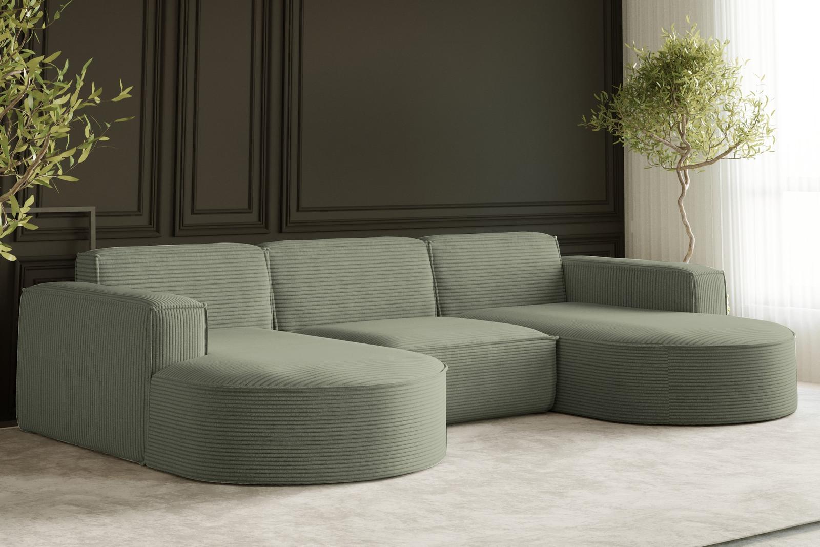 Sofa MODENA STUDIO 299x78x165 cm bez funkcji spania do salonu sztruksowa POSO jasnozielony nr. 2