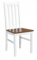Krzesło BOS 10D 40x43x96 cm z drewna litego do jadalni białe brązowe siedzenie