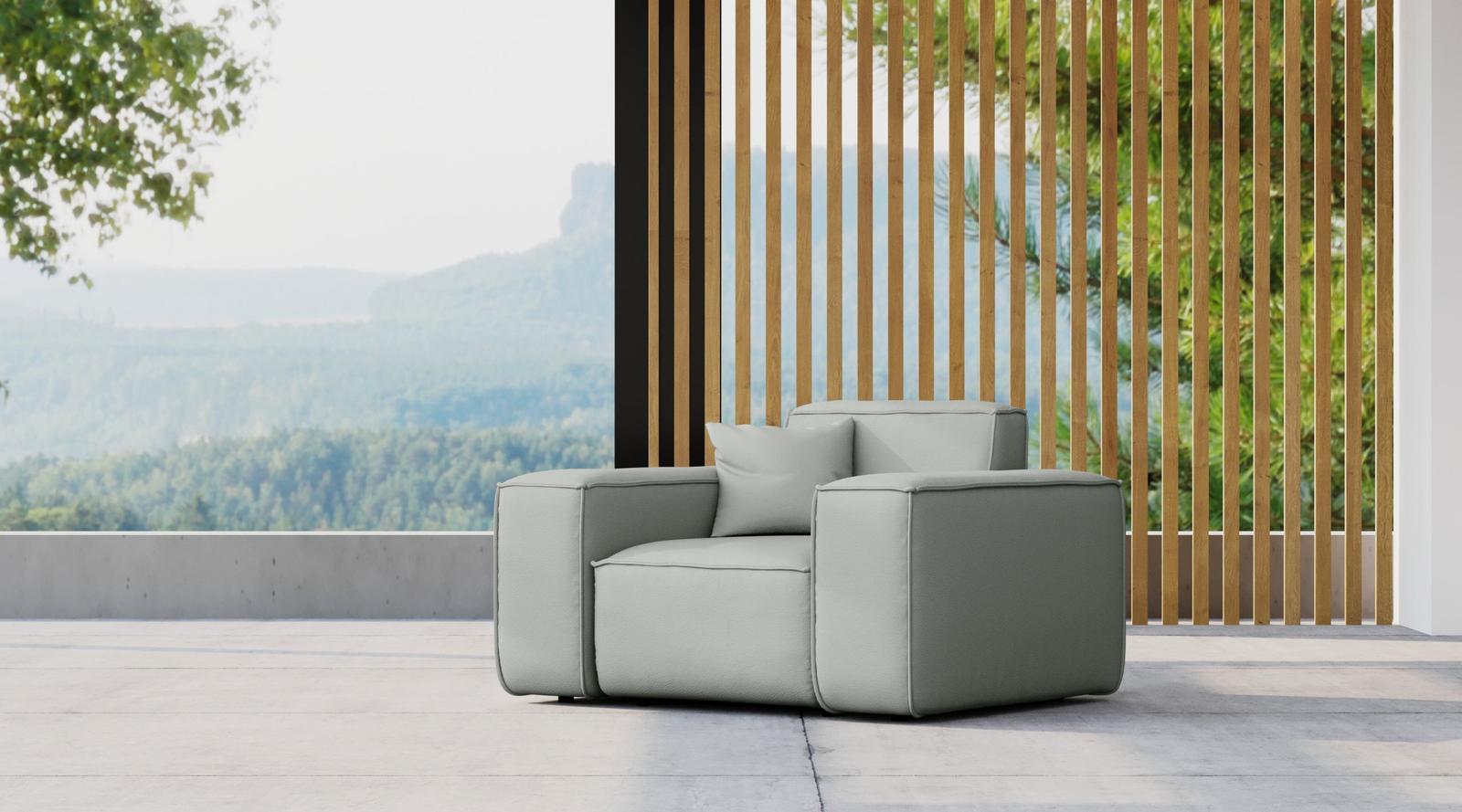 Sofa ogrodowa MALIBU 121x73x88 cm wodoodporna UV 1-os + poduszka do ogrodu jasnoszara nr. 2