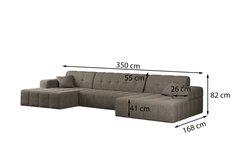 Sofa NIMES 350x82x168 cm bez funkcji spania w kształcie U pikowana do salonu NEVE jasnobeżowa - Miniaturka zdjęcia nr 2