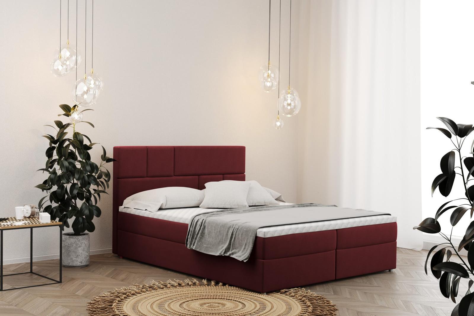 Łóżko BALI 160x200 cm z funkcją przechowywania i materacem do sypialni ciemnoczerwona nr. 1