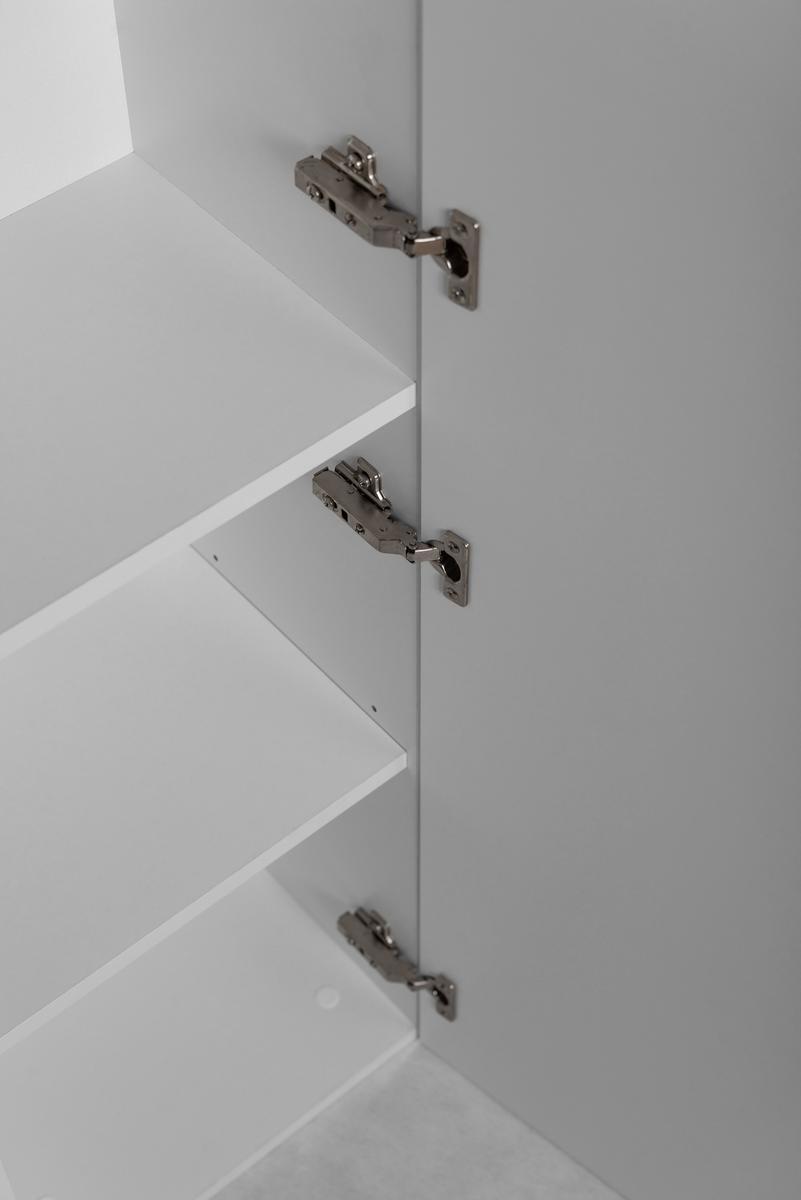 Słupek Łazienkowy MADIS 136 cm wysoki frezowany front szafka z półkami biały uchwyt srebrny nr. 8