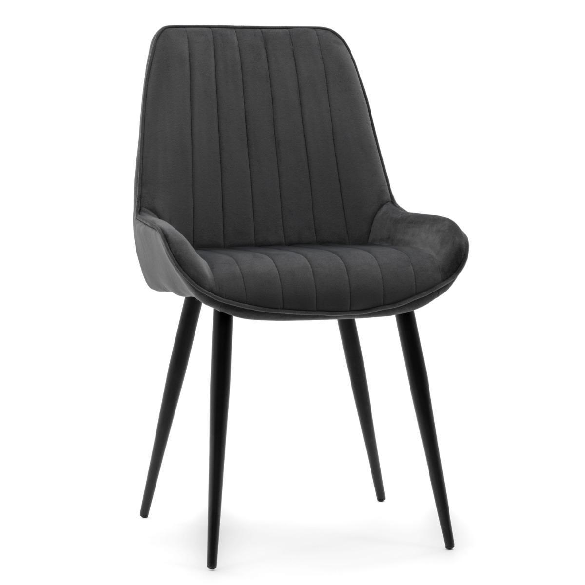 Krzesło LUCA szare tapicerowane welurem czarne nóżki do jadalni lub salonu 0 Full Screen