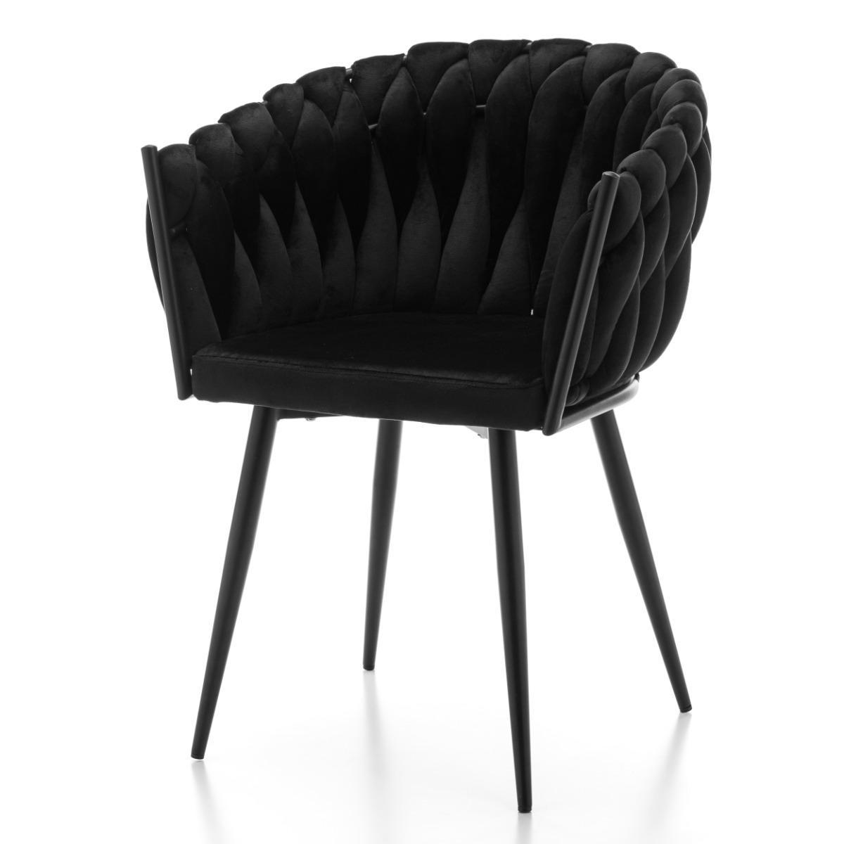 Krzesło LATINA czarne welurowe glamour do jadalni lub salonu 3 Full Screen