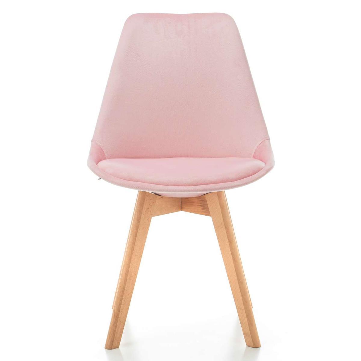 Krzesło DUBLIN różowe tapicerowane welurem z poduszką do jadalni lub salonu nr. 2