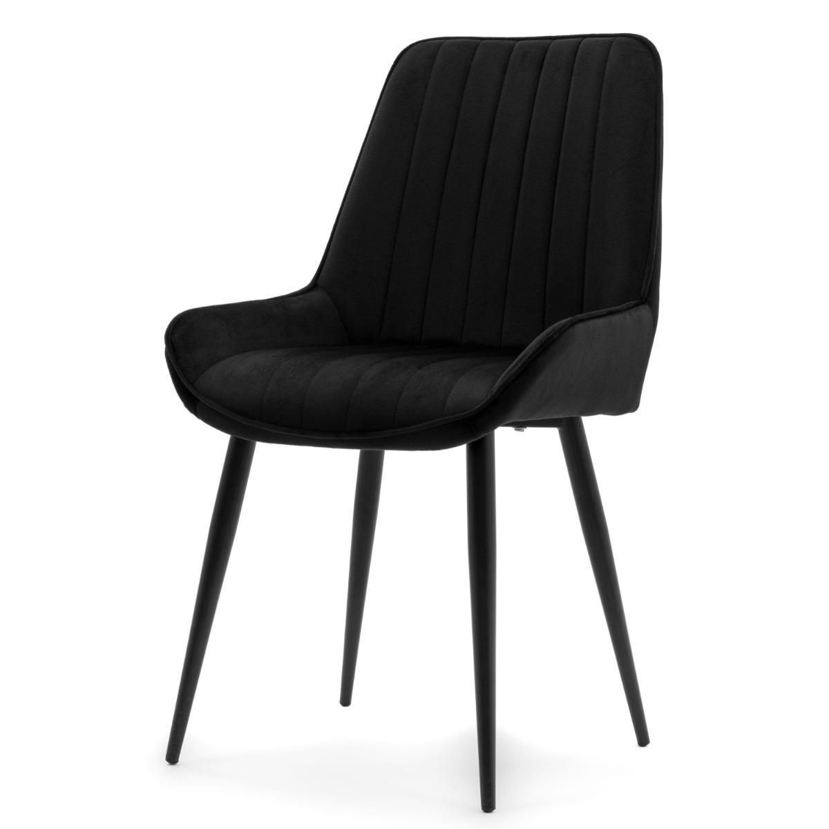 Krzesło LUCA czarne tapicerowane welurem czarne nóżki do jadalni lub salonu 3 Full Screen
