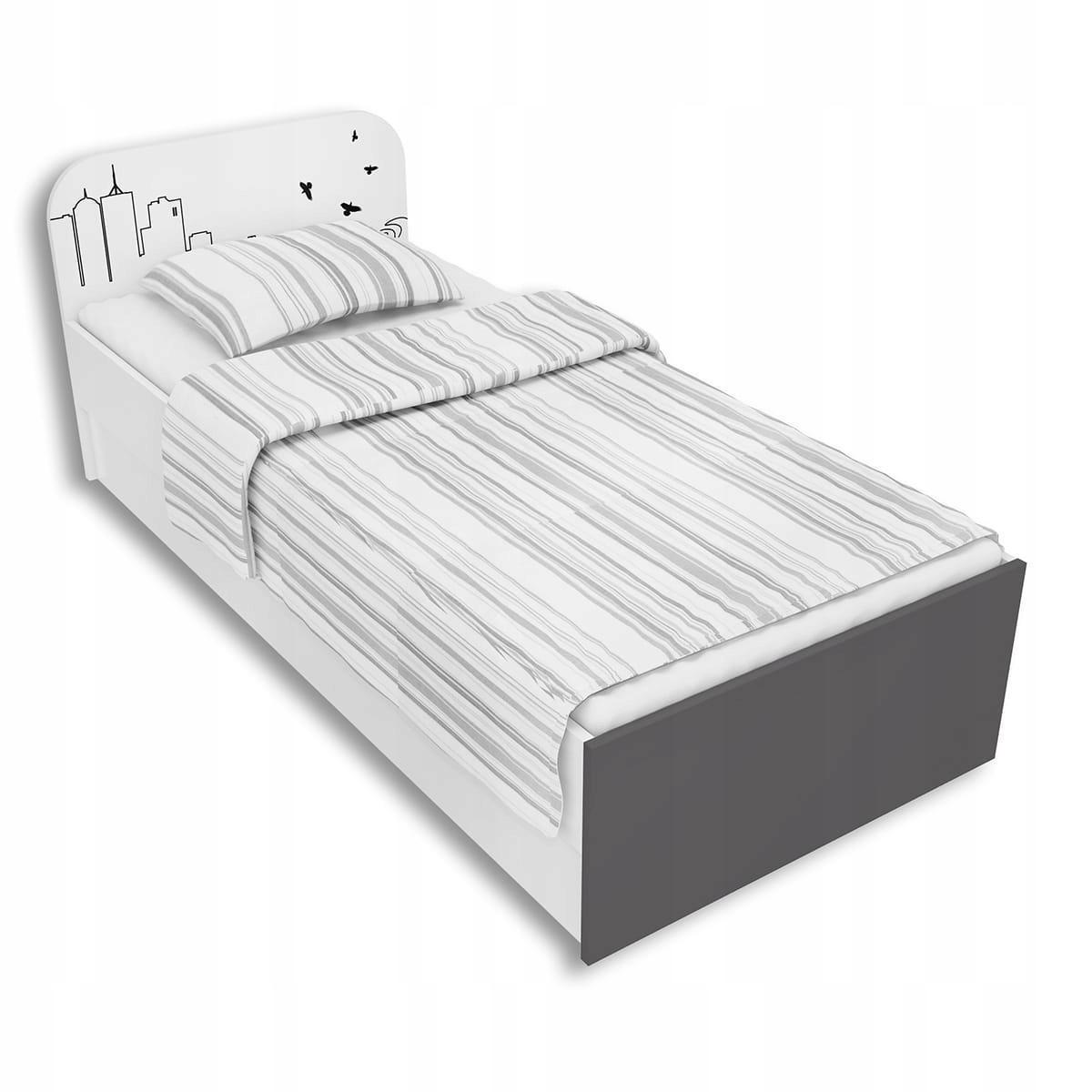 Łóżko CITY 90x200 cm białe młodzieżowe z grafiką dla dziecka  nr. 1