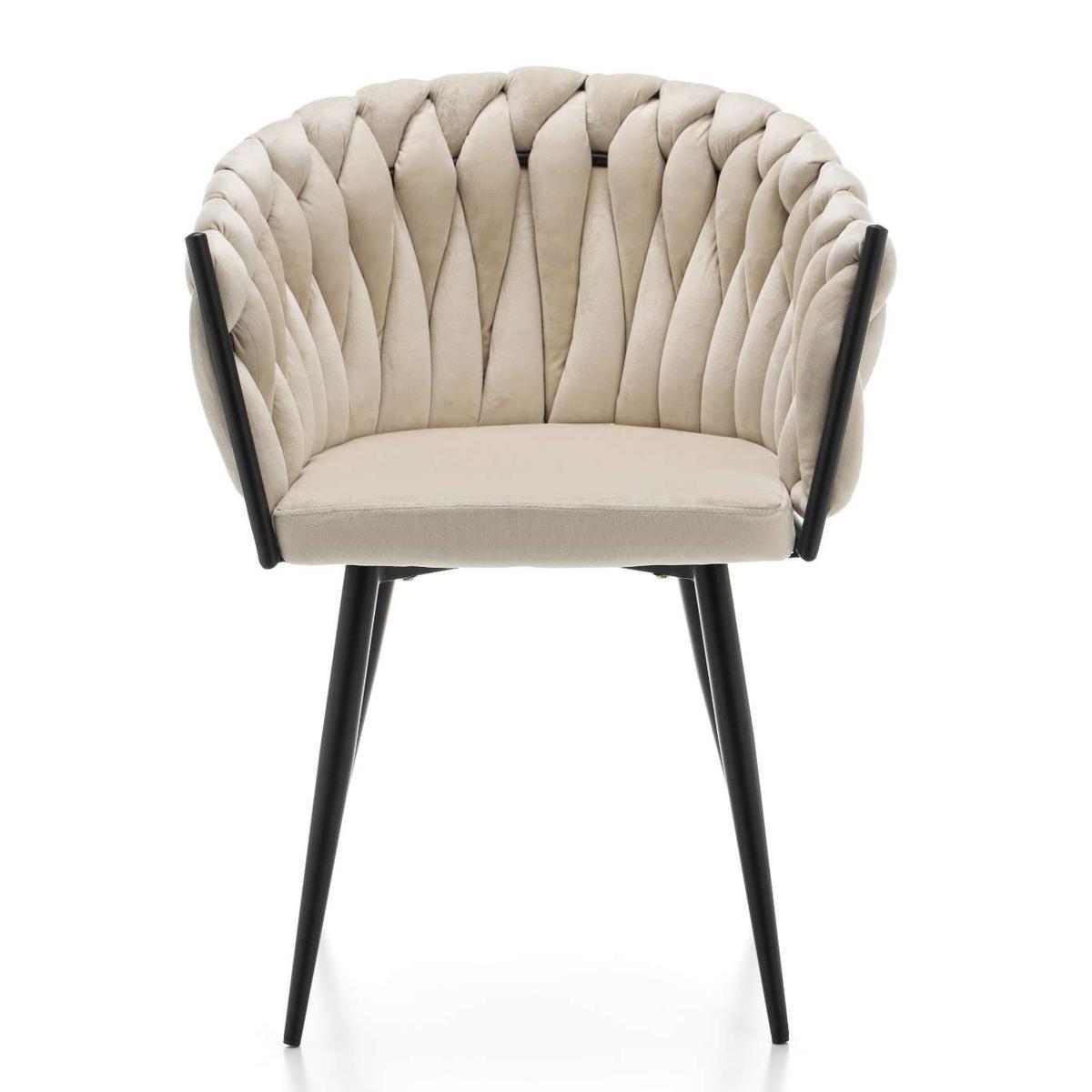 Krzesło LATINA jasnobeżowe tapicerowane welurem do jadalni lub salonu  nr. 2