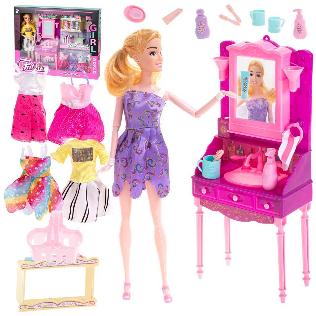 Lalka barbie stylistka zestaw zabawka dla dziewczynki akcesoria 34x43x8 cm nr. 1