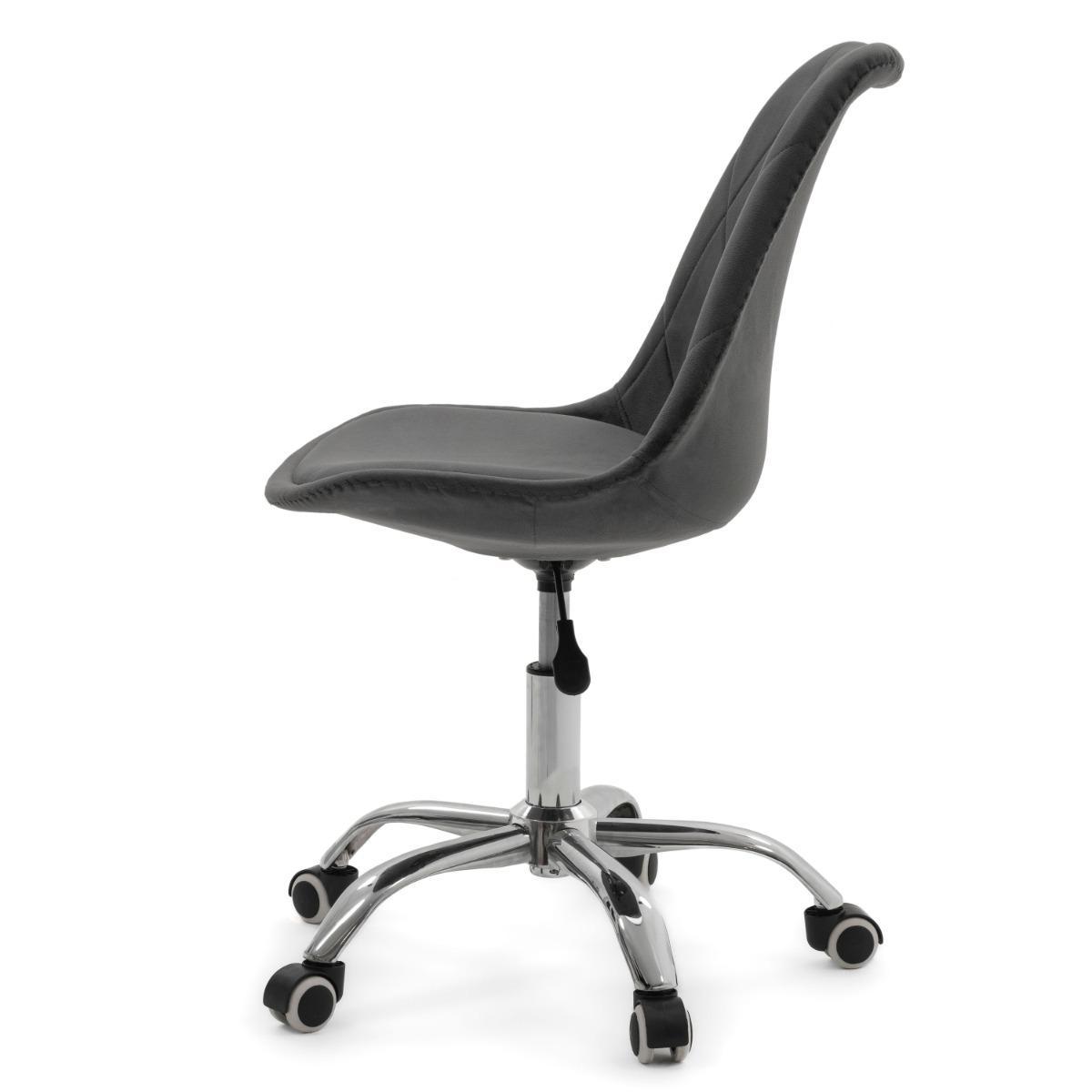 Krzesło do biurka DUBLIN biurowe krzesło obrotowe welurowe z poduszka do pokoju biura szare nr. 6
