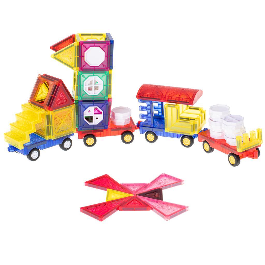 Klocki magnetyczne płytki układanka 3D auto zabawka edukacyjna dla dzieci 72 elementy 29x23x7 cm 10 Full Screen