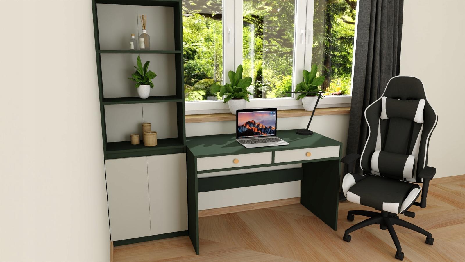 Toaletka biurko MONODIS 120x75x60 cm do sypialni butelkowa zieleń front czarny nr. 6