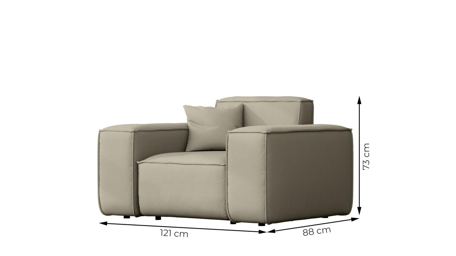 Sofa ogrodowa MALIBU 121x73x88 cm wodoodporna UV 1-os + poduszka do ogrodu ciemnobeżowa 2 Full Screen
