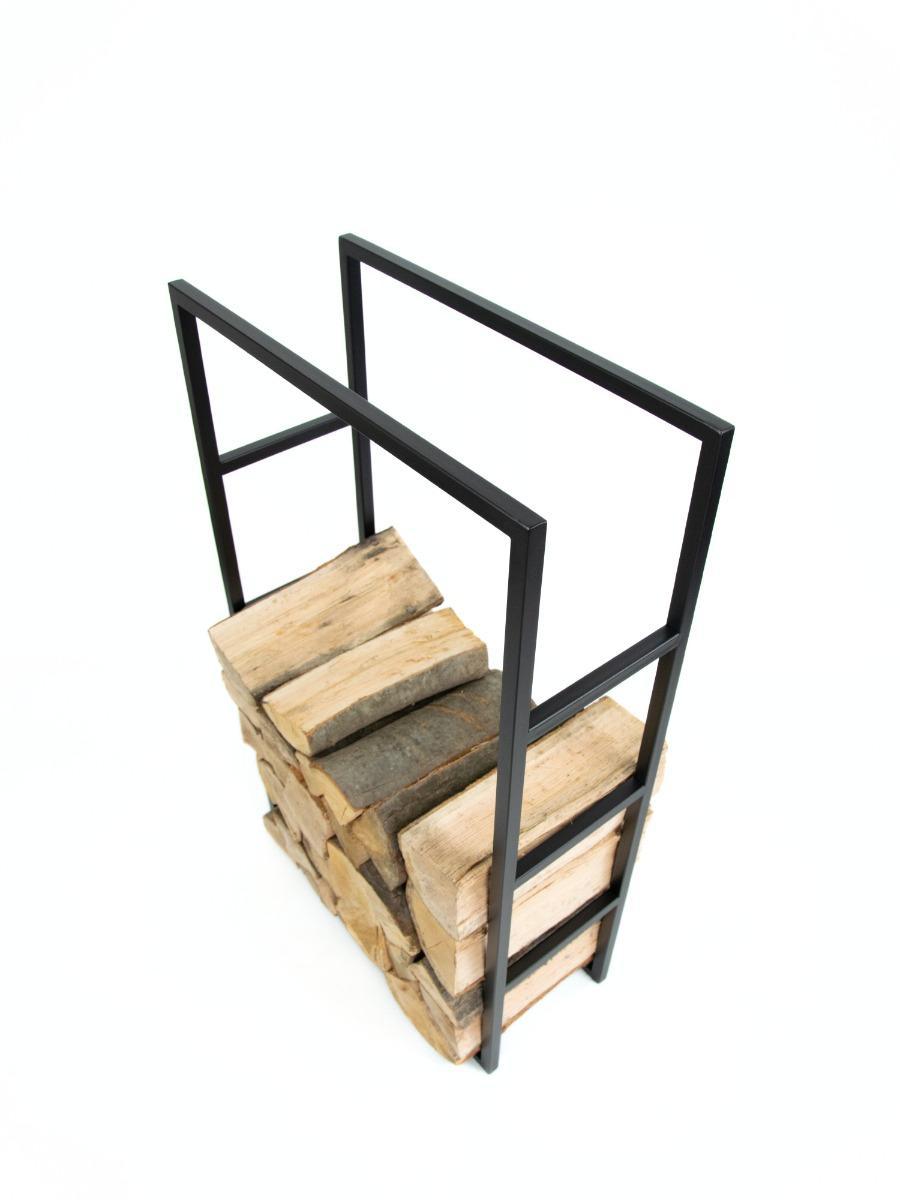 Stojak na drewno kominkowe 60x25x100 cm opałowe kosz metalowy loft czarny  nr. 9