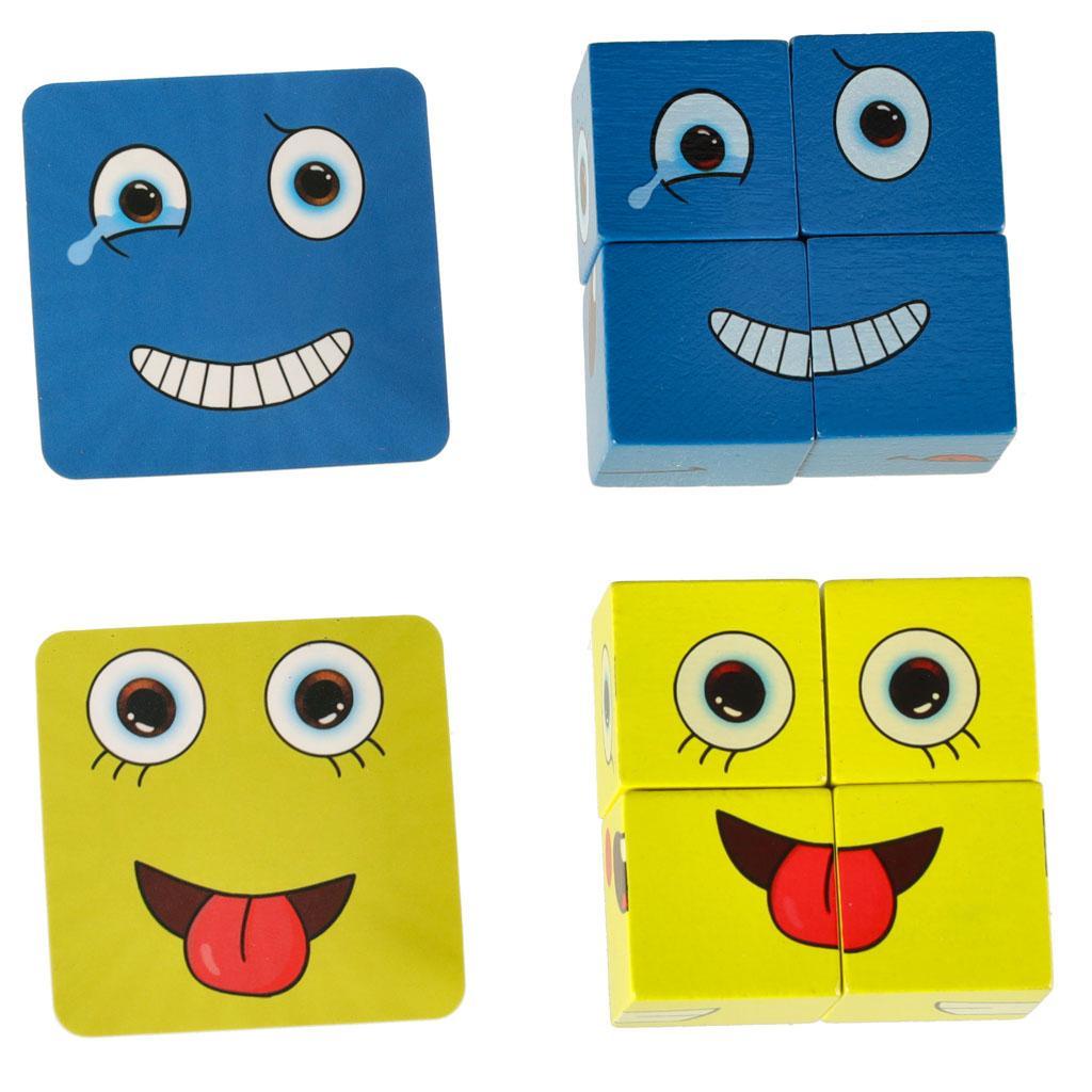 Gra edukacyjne wyzwania nauka emocji klocki drewniane zabawka dla dzieci 2,5x2,5x2,5cm 6 Full Screen