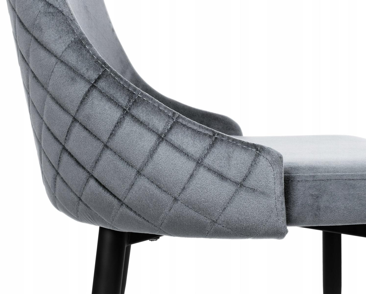 Krzesło tapicerowane Dexter 48x93x58 cm Velvet szary na czarnych nóżkach do jadalni lub salonu 7 Full Screen