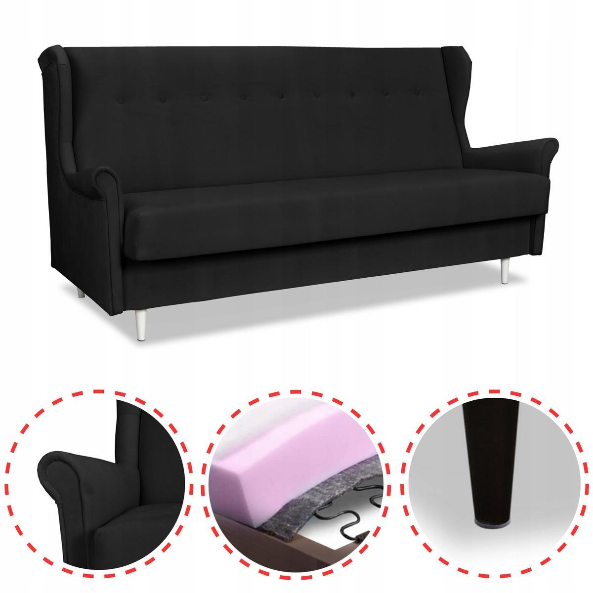 Wersalka sofa uszak kanapa rozkładana Ari czarna nr. 2