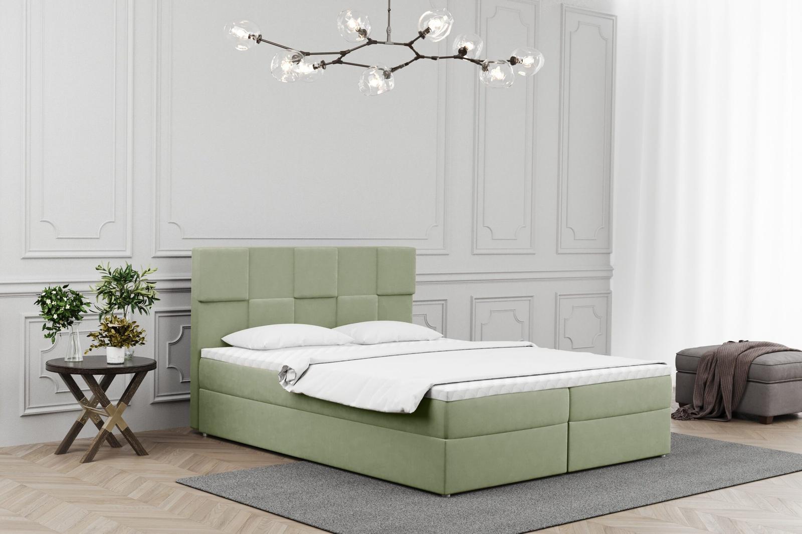 Łóżko ALMA 140x200cm z funkcją przechowywania i materacem do sypialni jasnozielona nr. 1