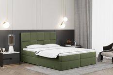 Łóżko CLARA 200x200 cm z funkcją przechowywania i materacem do sypialni oliwkowa