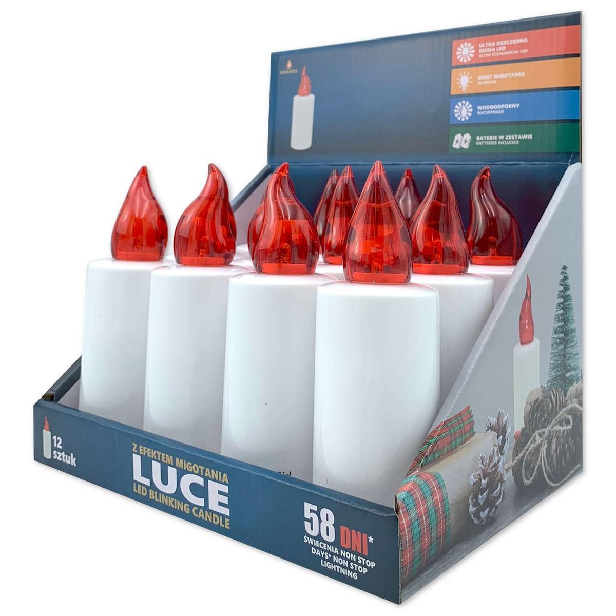 Wkłady do zniczy LED Grande Luce 12 sztuk czerwone nr. 1