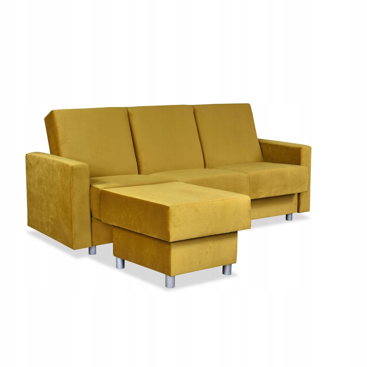 Wersalka Narożnik Alicja z pufą sofa kanapa rozkładana Family Meble żółta nr. 1