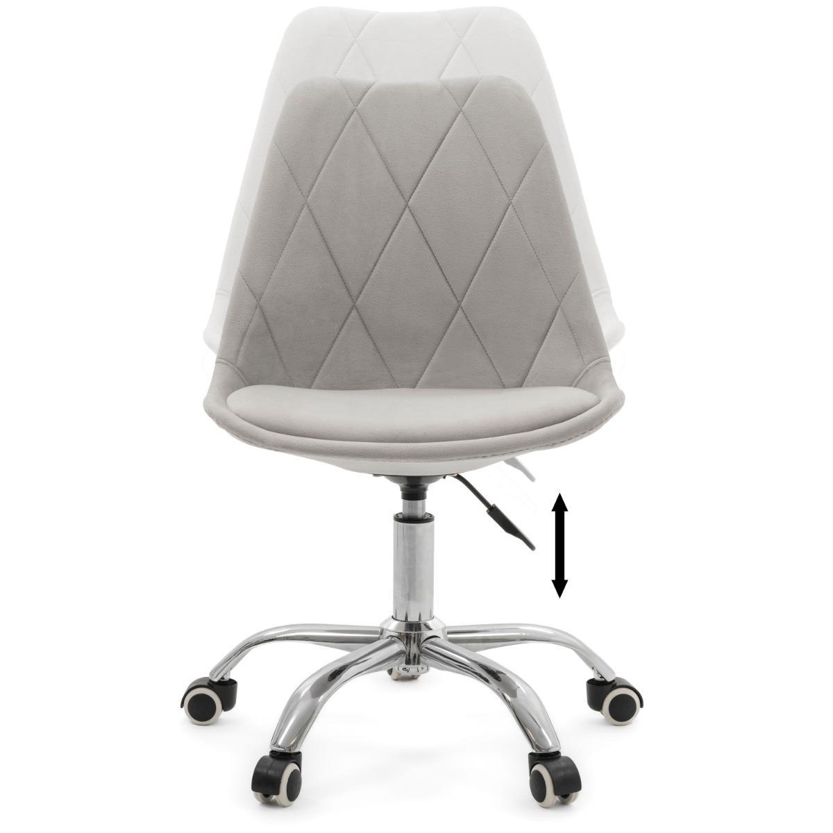 Krzesło do biurka DUBLIN biurowe krzesło obrotowe welurowe z poduszka do pokoju biura jasnoszare nr. 15