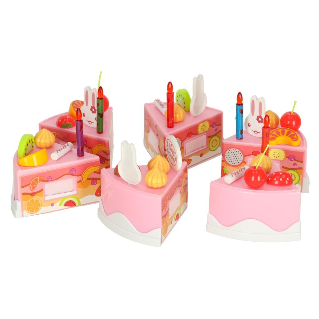 Tort urodzinowy do krojenia kuchnia zabawka dla dzieci 75 elementów różowy 21x10x28cm 10 Full Screen