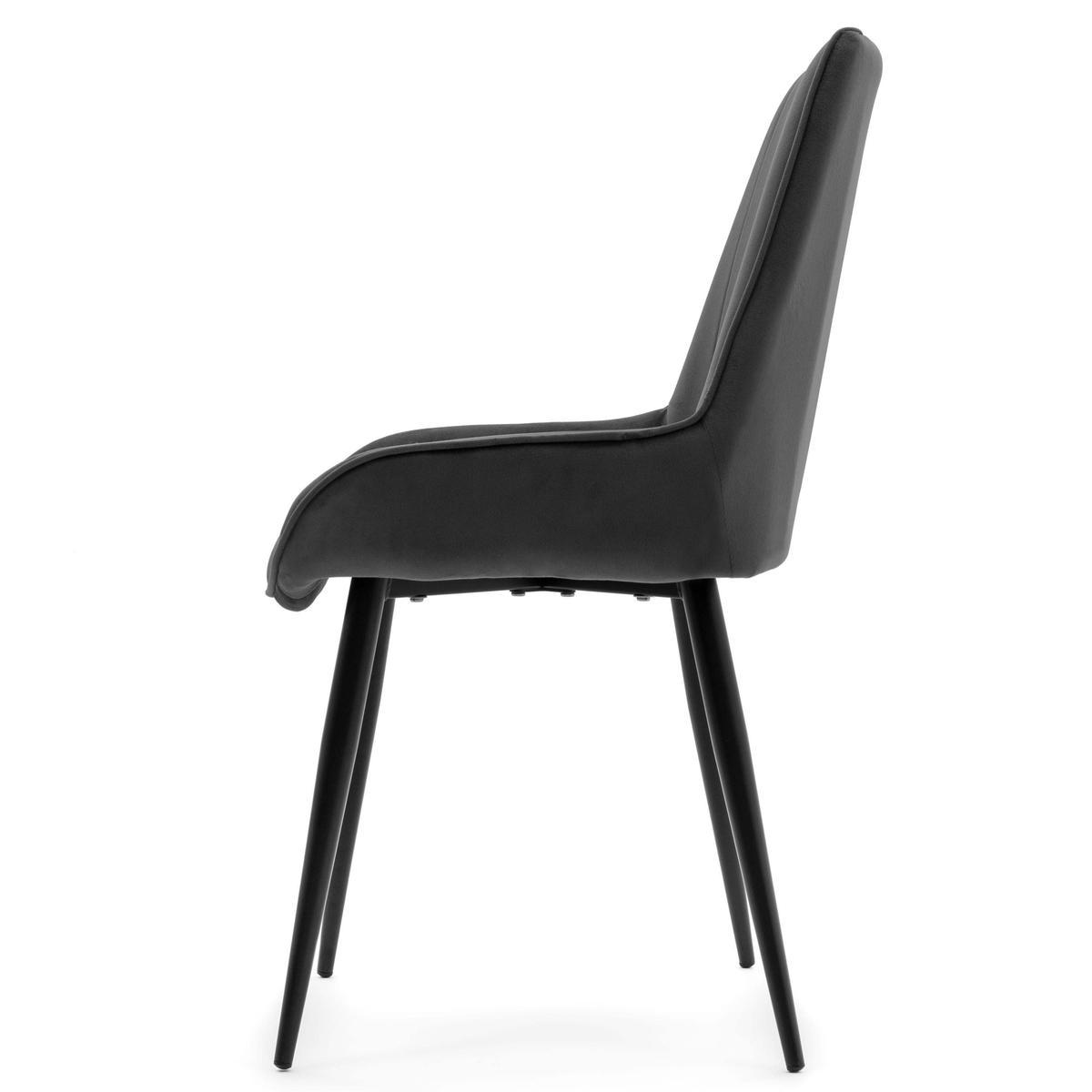 Krzesło LUCA szare tapicerowane welurem czarne nóżki do jadalni lub salonu 5 Full Screen