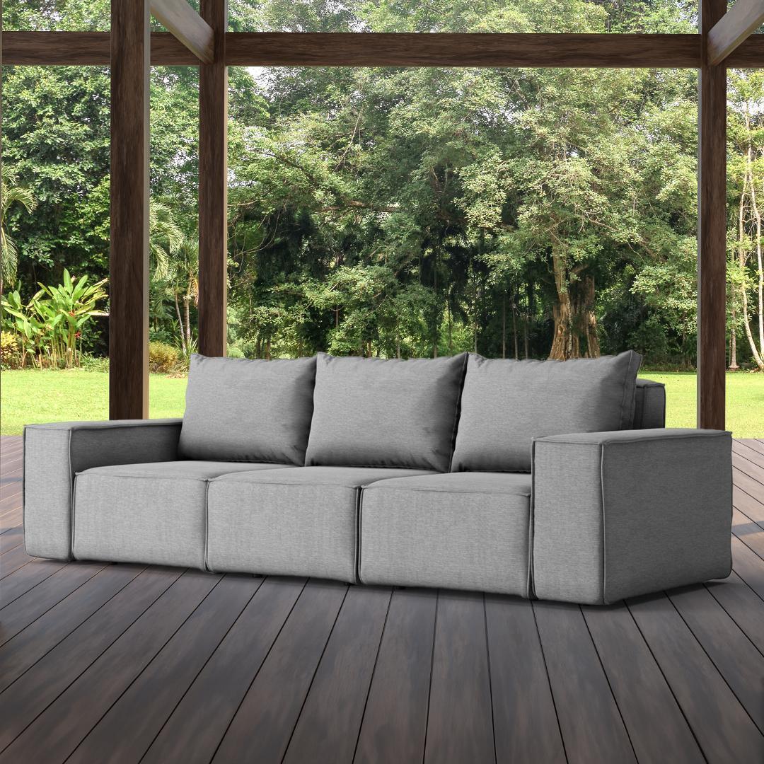 Sofa ogrodowa SONNE 245x88x73 cm 3 - osobowa wodoodporna na taras do ogrodu szara 1 Full Screen