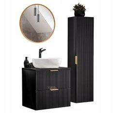 Zestaw mebli łazienkowych 60 cm ADEL BLACK z umywalką SMILE i lustrem HESTIA + słupek czarny - Miniaturka zdjęcia nr 1