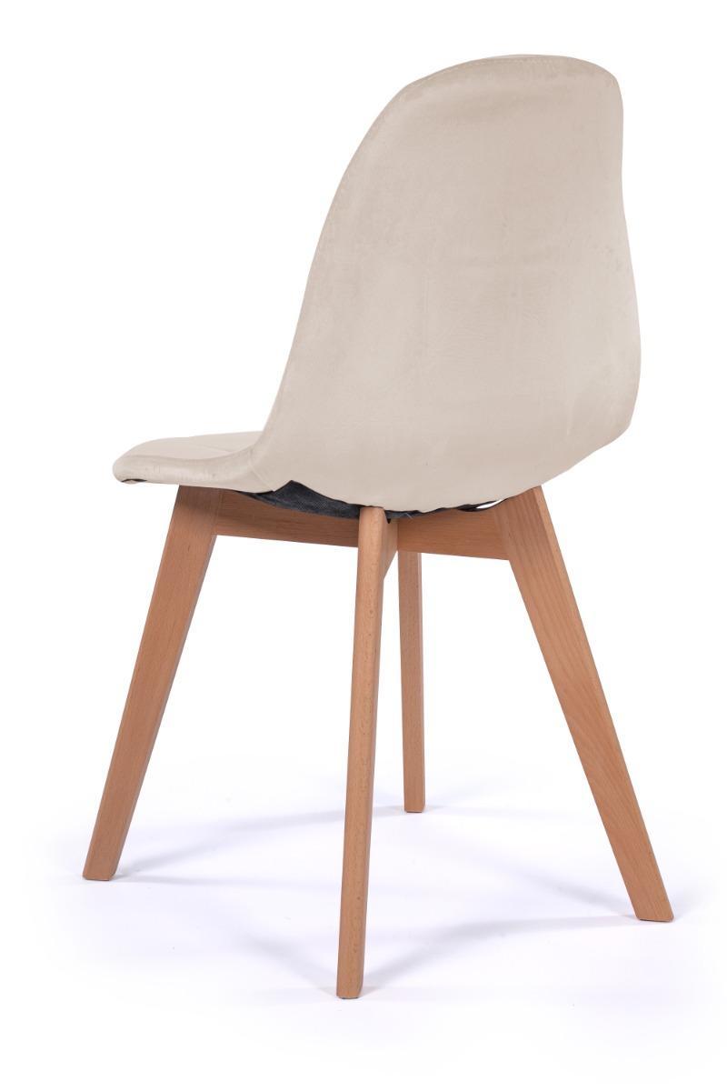Krzesło tapicerowane 46x87x42 cm skandynawskie drewniane nóżki welurowe VEGAS beżowy nr. 6