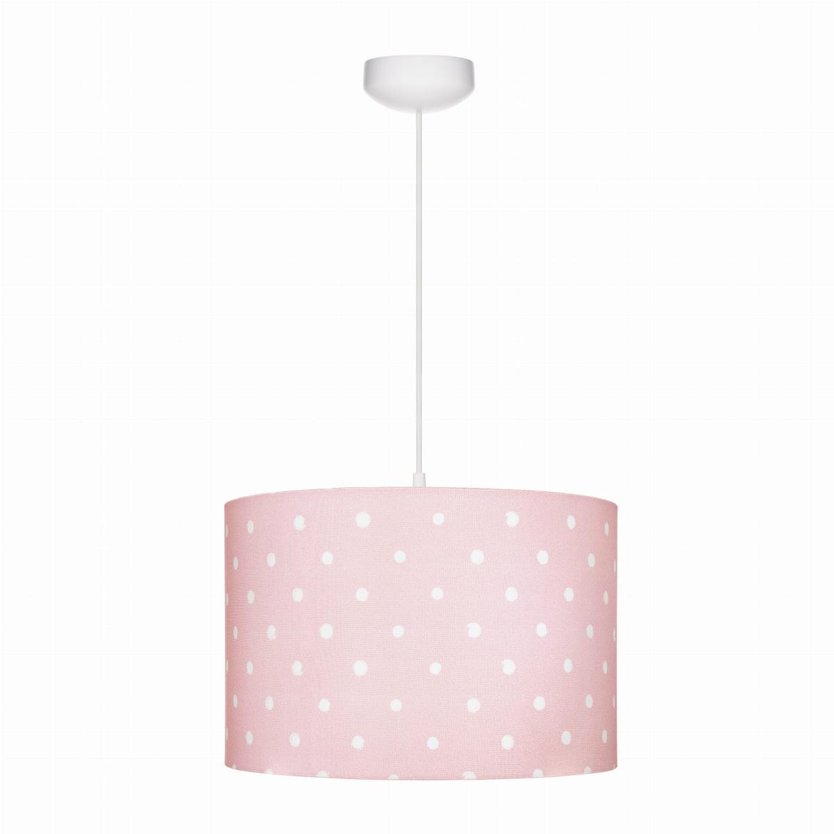 Lampa wisząca 35x35x23 cm do pokoju dziecka różowa w kropki drewno białe 0 Full Screen