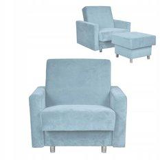 Fotel rozkładany z podnóżkiem Alicja błękitny - Miniaturka zdjęcia nr 1