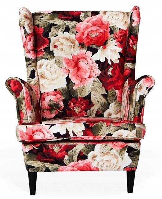 Fotel Uszak z podnóżkiem w kwiaty stylu angielskim nr. 2