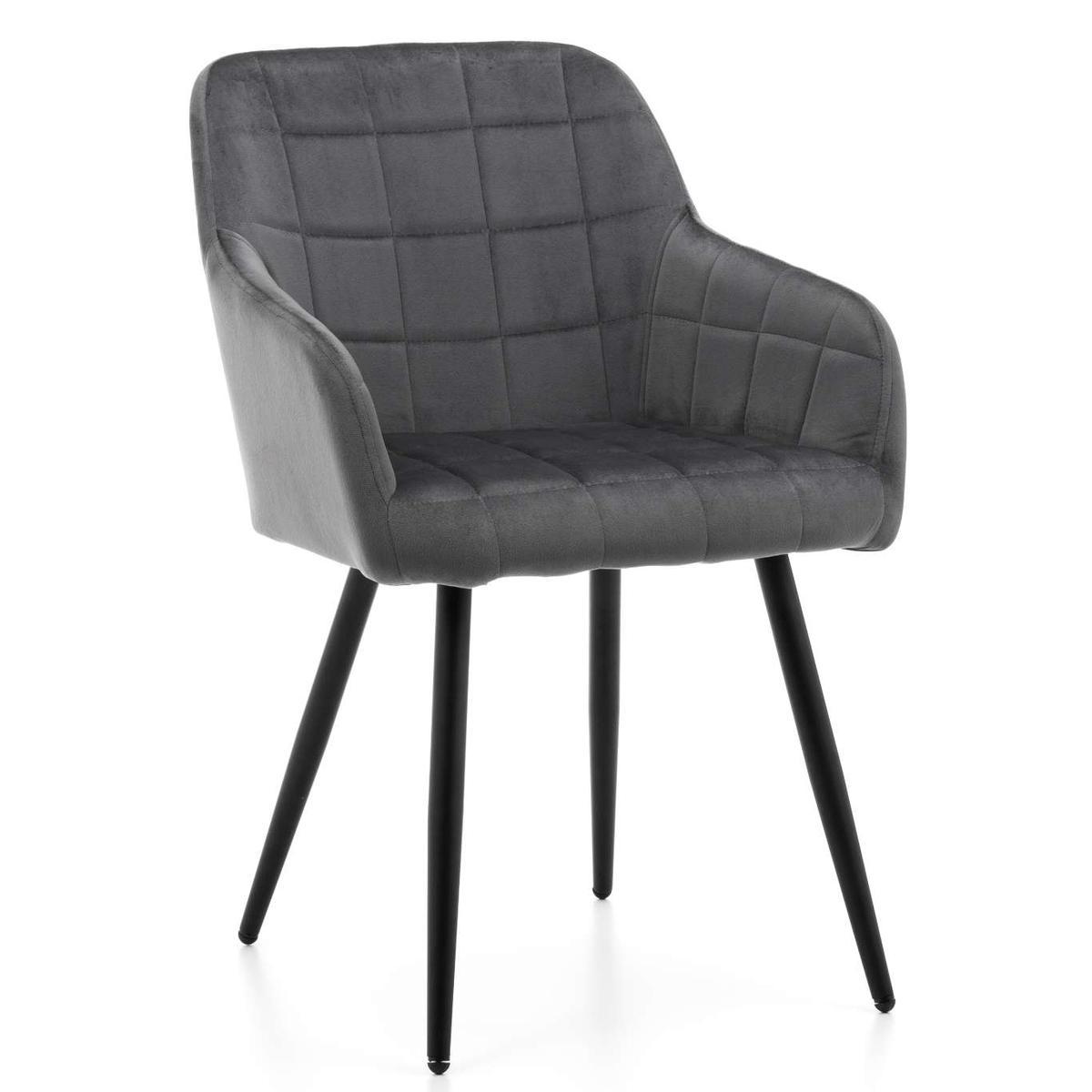 Krzesło ORTE szare tapicerowane welurem pikowane do jadalni lub salonu  nr. 1
