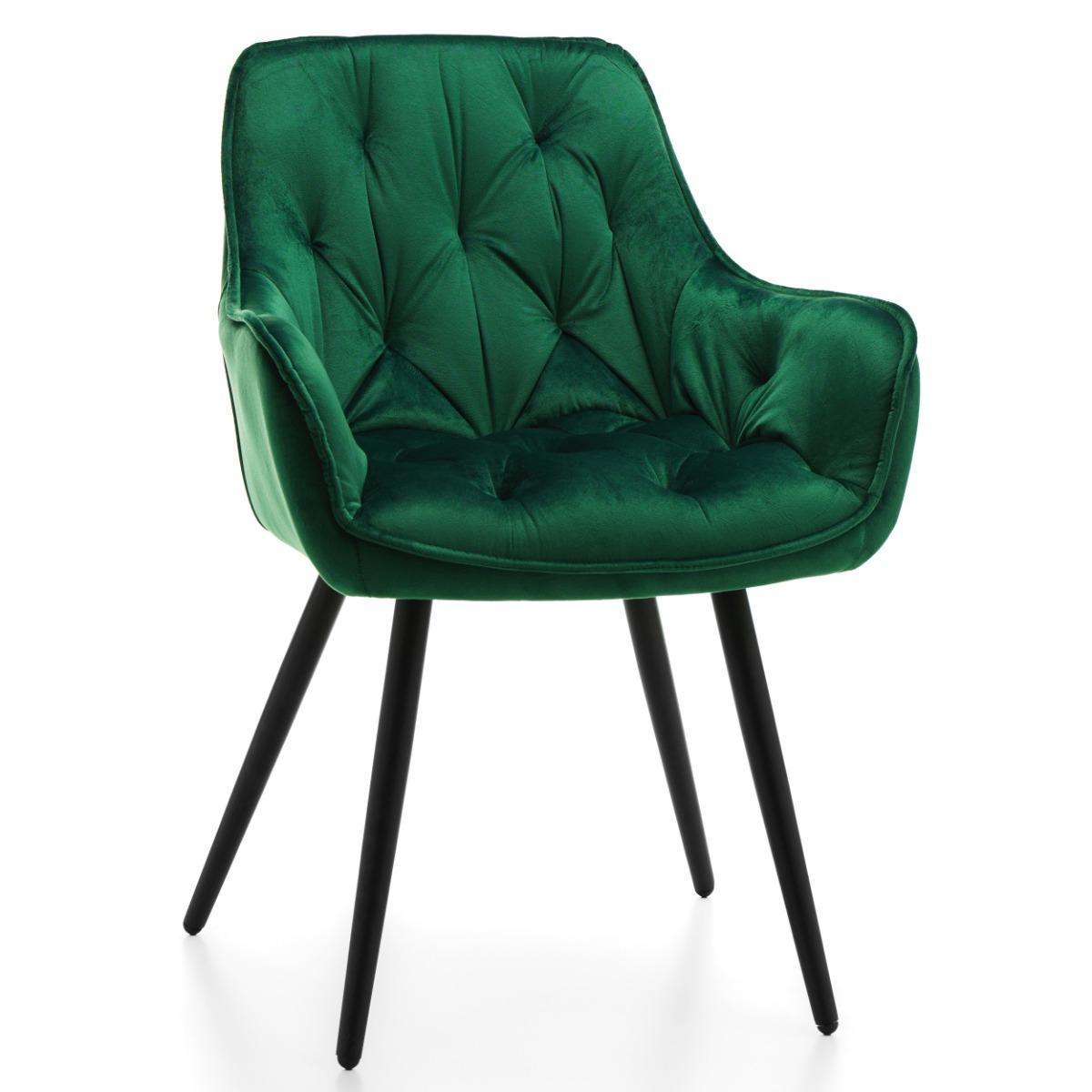 Krzesło SIENA zielone tapicerowane pikowane welurowe do jadalni lub salonu 0 Full Screen
